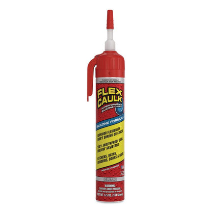 Flex Caulk Hi-Performance Silicone Caulk, 6.5 oz Aerosol Can, Dries Clear, 4/Carton