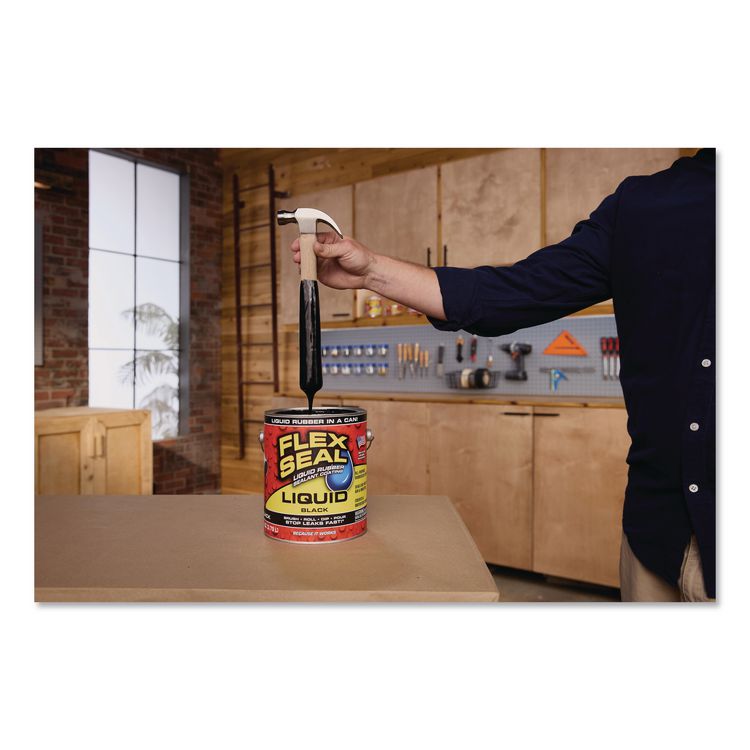 Flex Seal Liquid Rubber Sealant Coating Liquid, 1 gal Can, Dries Black, 2/Carton