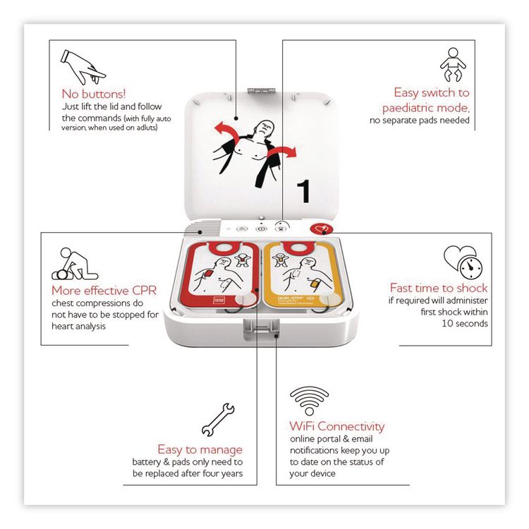 LIFEPAK CR2 USB Defibrillator, Semi-Automatic, English, Handle