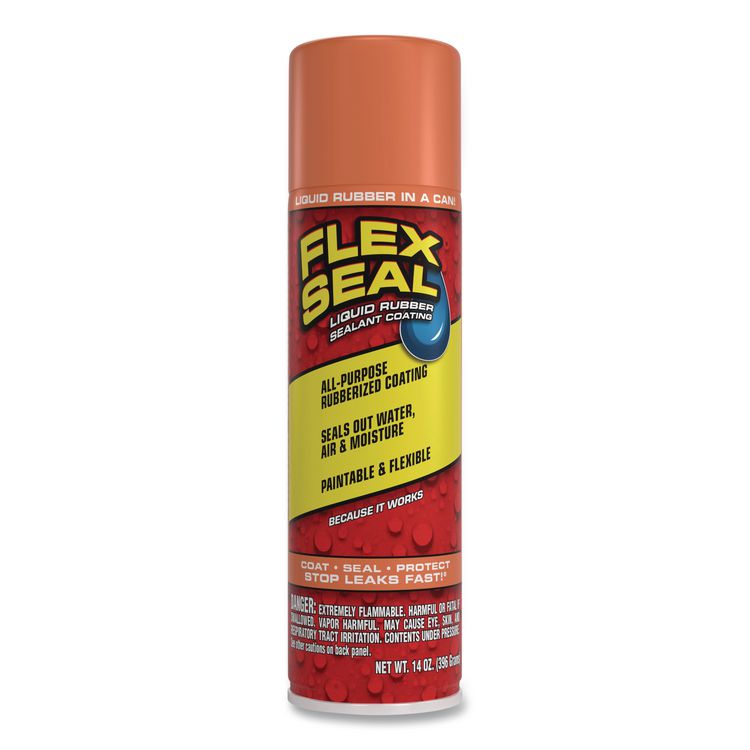 Flex Seal Liquid Rubber Sealant Coating Aerosol, 14 oz Aerosol Can, Dries Terra Cotta, 6/Carton