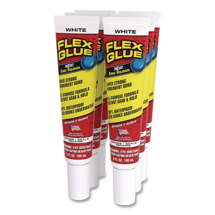 Flex Glue Easy Squeeze, 6 oz, Dries White, 6/Carton
