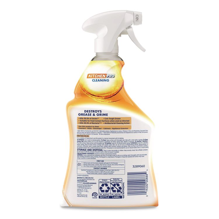 Kitchen Pro Antibacterial Cleaner, 22 oz Spray Bottle, 9/Carton