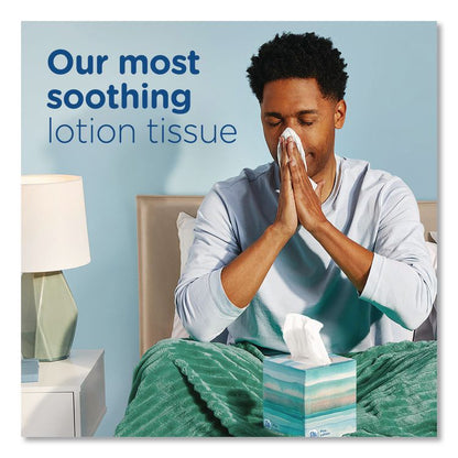 Plus Lotion Facial Tissue, 2-Ply, White, 124 Sheets/Box, 3 Box/Pack, 8 Packs/Carton