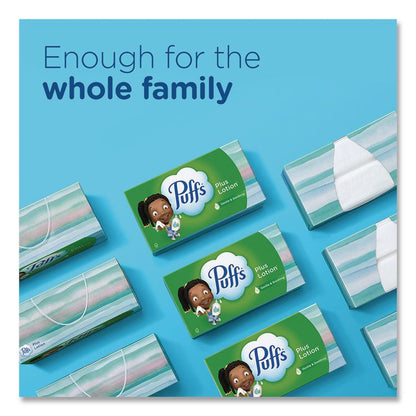 Plus Lotion Facial Tissue, 2-Ply, White, 124 Sheets/Box, 3 Box/Pack