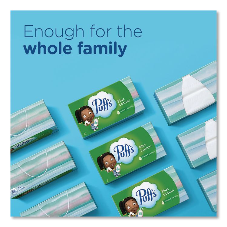 Plus Lotion Facial Tissue, 2-Ply, White, 124 Sheets/Box, 3 Box/Pack, 8 Packs/Carton