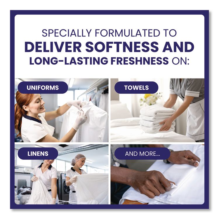 Commercial Liquid Fabric Softener, Clean and Fresh Scent, 140 oz Pour Bottle, 4/Carton