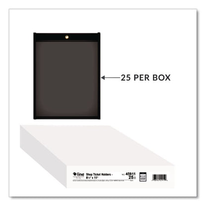 Stitched Shop Ticket Holders, Super Heavy-Duty, 8.5 x 11 Insert, Clear Front, Black Pressboard Back, Black Border, 25/Box