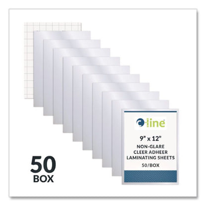Cleer Adheer Self-Adhesive Laminating Film, 2 mil, 9" x 12", Non-Glare Clear, 50/Box