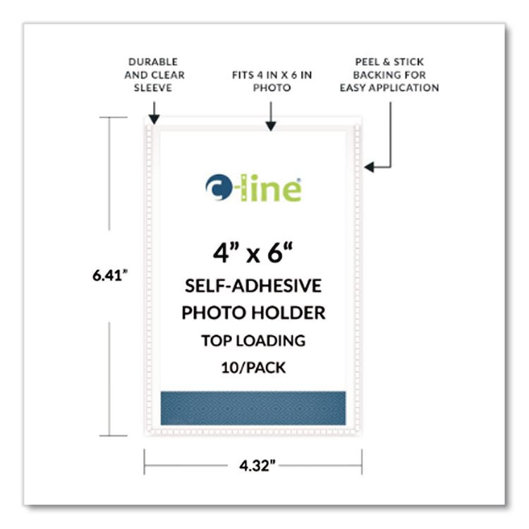 Peel and Stick Photo Holders, 4.38 x 6.5, Clear, 10/Pack