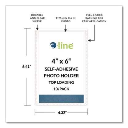 Peel and Stick Photo Holders, 4.38 x 6.5, Clear, 10/Pack