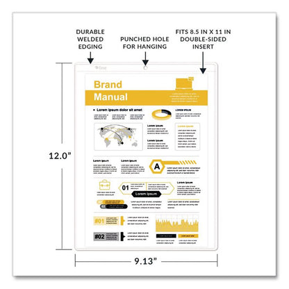 Clear Vinyl Shop Ticket Holders, Super Heavy-Duty, Top Load 8.5 x 11 Insert, Clear Front, 50/Box