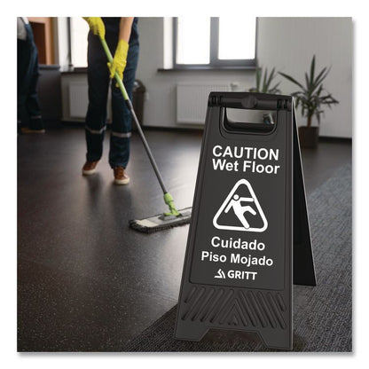 Caution Wet Floor Sign, 11.8 x 12 x 24, Black, 3/Pack