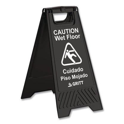 Caution Wet Floor Sign, 11.8 x 12 x 24, Black, 3/Pack