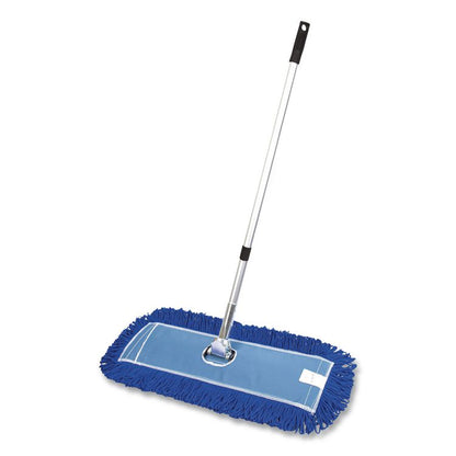 All-In-One 24" Microfiber Dust Mop Set with Telescopic Handle, 24 x 5, Blue, Microfiber Head, 72" Silver Aluminum Handle