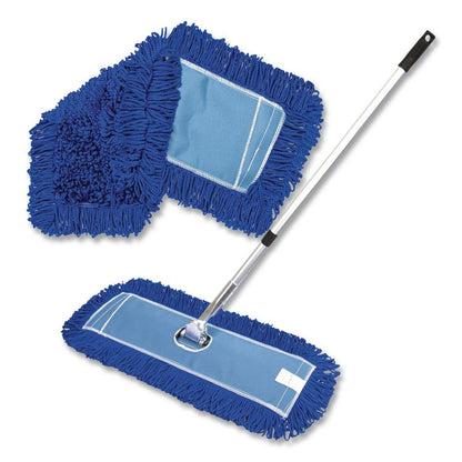 All-In-One 24" Microfiber Dust Mop Set With 72" Telescopic Handle, 24" x 5", Blue, Microfiber Head, 72" Silver Handle, 4 Kits