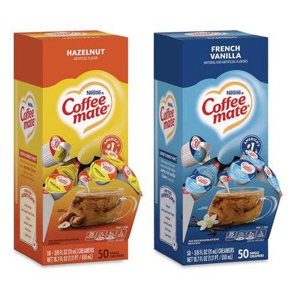 Liquid Coffee Creamer, French Vanilla/Hazelnut/Italian Sweet Creme/Original, 0.38 oz Mini Cups, 200/Carton
