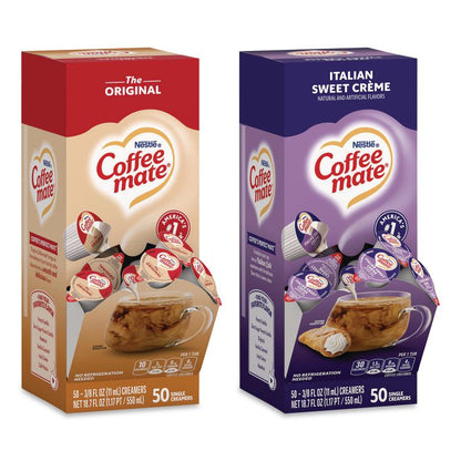 Liquid Coffee Creamer, French Vanilla/Hazelnut/Italian Sweet Creme/Original, 0.38 oz Mini Cups, 200/Carton