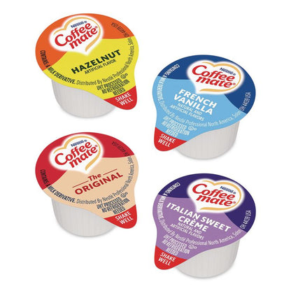 Liquid Coffee Creamer, French Vanilla/Hazelnut/Italian Sweet Creme/Original, 0.38 oz Mini Cups, 200/Carton