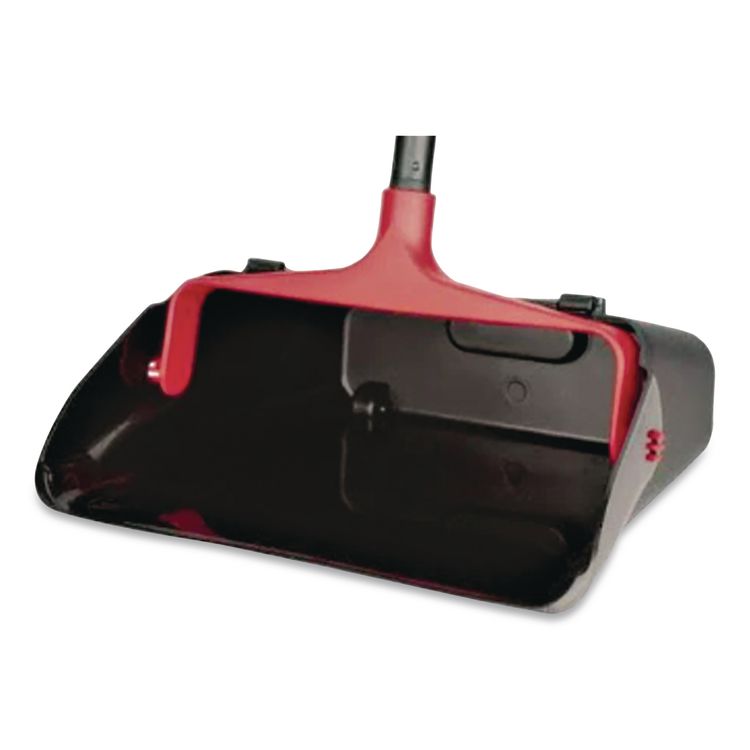 MaxiPlus Lobby Dustpan, 13.5 x 36, 33" Handle, Plastic, Black/Red