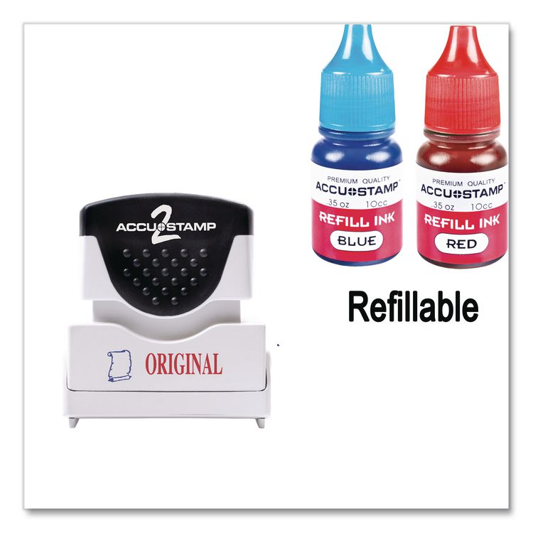 Pre-Inked Shutter Stamp, Red/Blue, ORIGINAL, 1.63 x 0.5