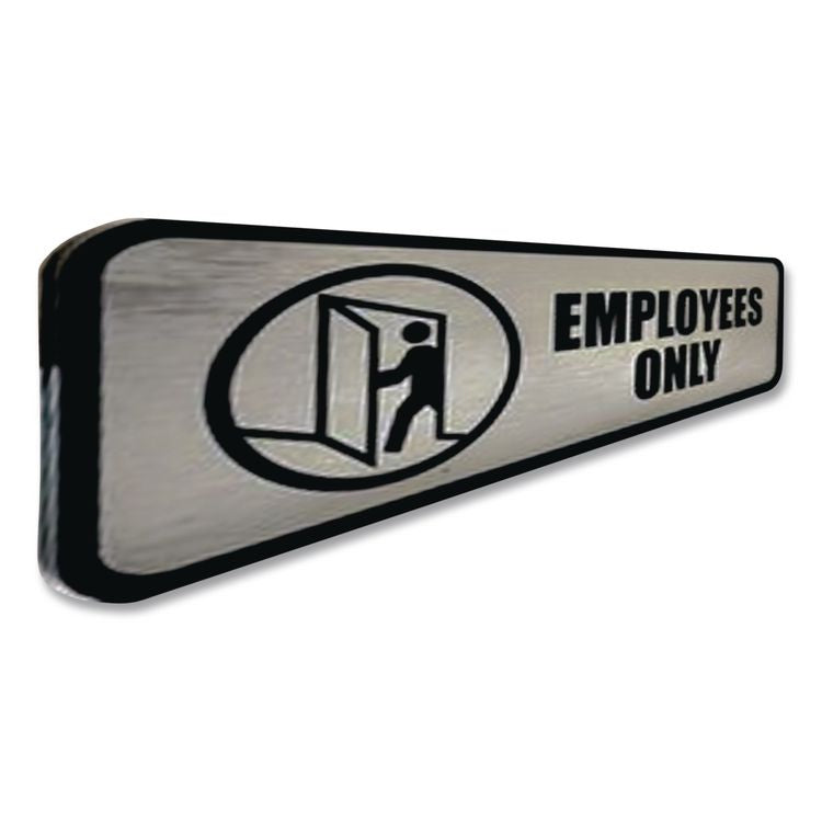 Brushed Metal Office Sign, Employees Only, 9 x 3, Silver