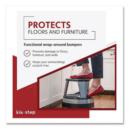 Kik-Step Steel Step Stool, 2-Step, 350 lb Capacity, 16" Diameter x 14.25"h, Silvertone