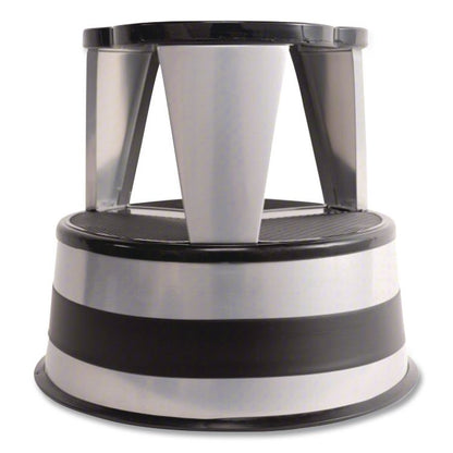Kik-Step Steel Step Stool, 2-Step, 350 lb Capacity, 16" Diameter x 14.25"h, Silvertone