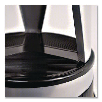 Kik-Step Steel Step Stool, 2-Step, 350 lb Capacity, 16" Diameter x 14.25"h, Silvertone
