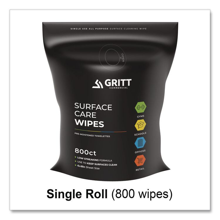 Surface Care Wipes, 1-Ply, 6 x 8, Fresh Scent, White, 800 Wipes