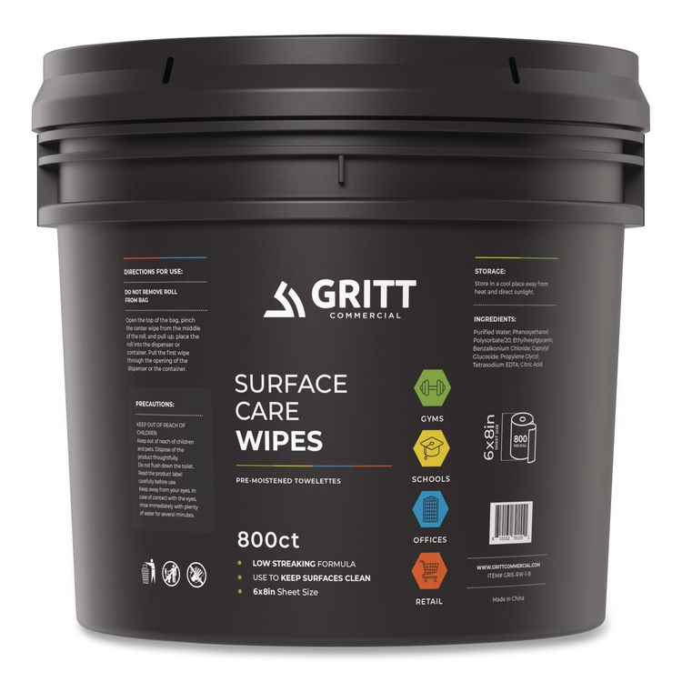 Surface Care Wipes, 1-Ply, 6 x 8, Fresh Scent, White, 800 Wipes/Bucket