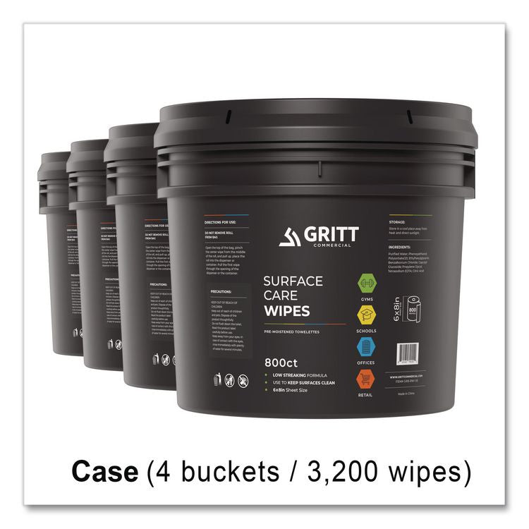 Surface Care Wipes, 1-Ply, 6 x 8, Fresh Scent, White, 800/Bucket, 4 Buckets/Carton