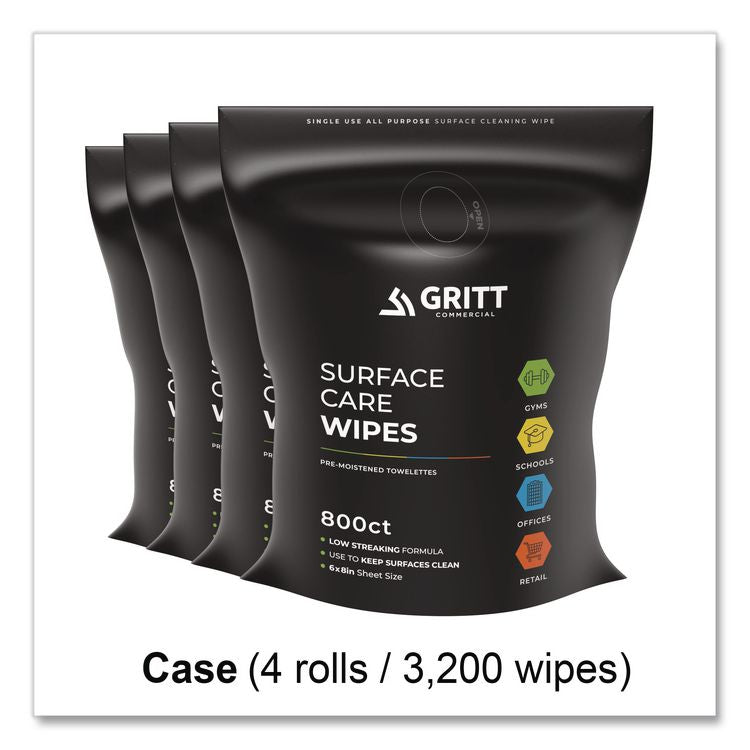 Surface Care Wipes, 1-Ply, 6 x 8, Fresh, White, 800/Pack, 4 Packs/Carton