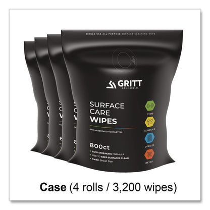 Surface Care Wipes, 1-Ply, 6 x 8, Fresh, White, 800/Pack, 4 Packs/Carton