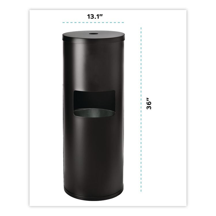 Floor Stand Wet Wipe Dispenser Station with 7 Gallon Built-In Trash Can, 13.1 x 13.1 x 36, Black