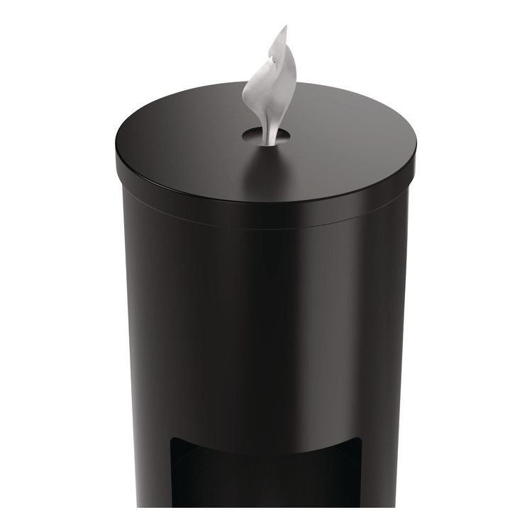 Floor Stand Wet Wipe Dispenser Station with 7 Gallon Built-In Trash Can, 13.1 x 13.1 x 36, Black