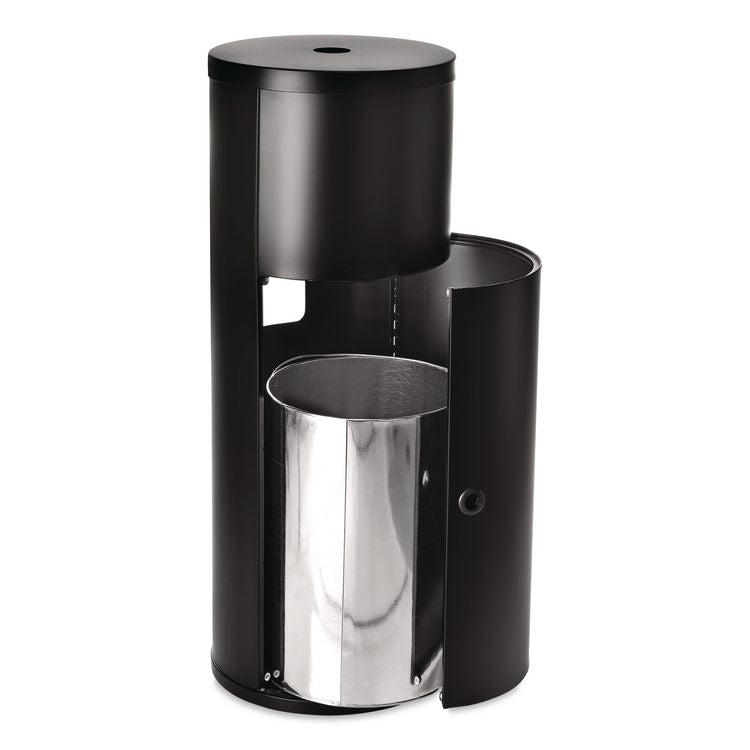 Floor Stand Wet Wipe Dispenser Station with 7 Gallon Built-In Trash Can, 13.1 x 13.1 x 36, Black