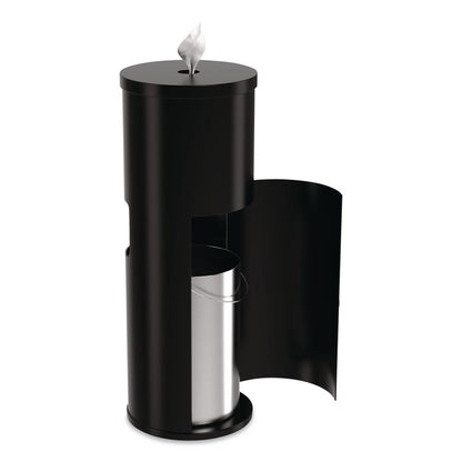 Floor Stand Wet Wipe Dispenser Station with 7 Gallon Built-In Trash Can, 13.1 x 13.1 x 36, Black