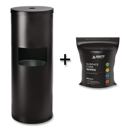 Dispenser and Wipes Starter Kit, 13.1 x 13.1 x 36, Black