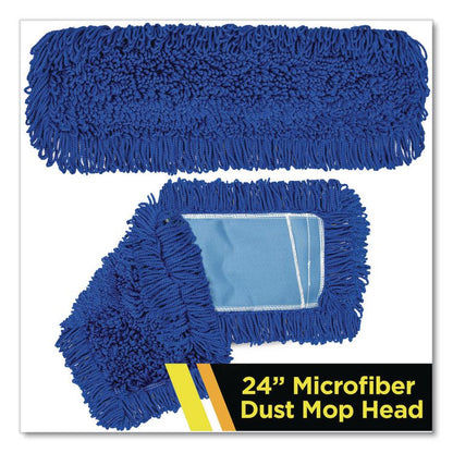 Microfiber Looped Dust Mop Pad Head, 24 x 5, Blue