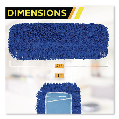 Microfiber Looped Dust Mop Pad Head, 24 x 5, Blue