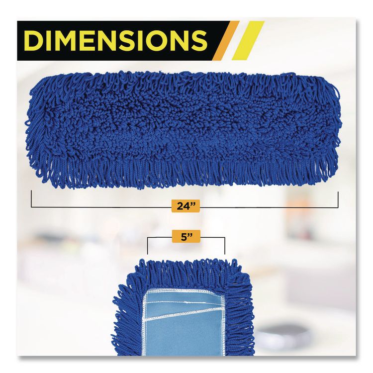 Microfiber Looped Dust Mop Pad Head, 24 x 5, Blue, 3/Pack