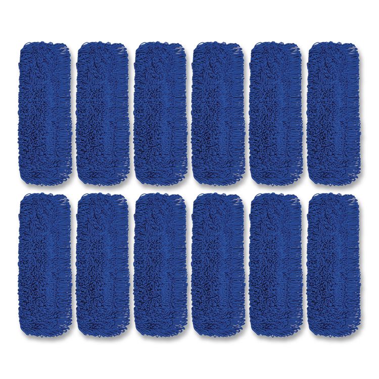 Microfiber Looped Dust Mop Pad Head, 24 x 5, Blue, 12/Carton