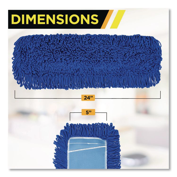 Microfiber Looped Dust Mop Pad Head, 24 x 5, Blue, 12/Carton