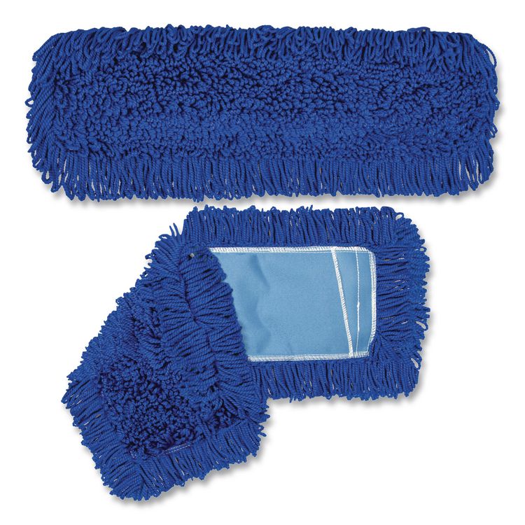 Microfiber Looped Dust Mop Pad Head, 24 x 5, Blue, 12/Carton