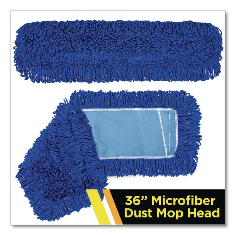 Microfiber Looped Dust Mop Pad Head, 36 x 5, Blue