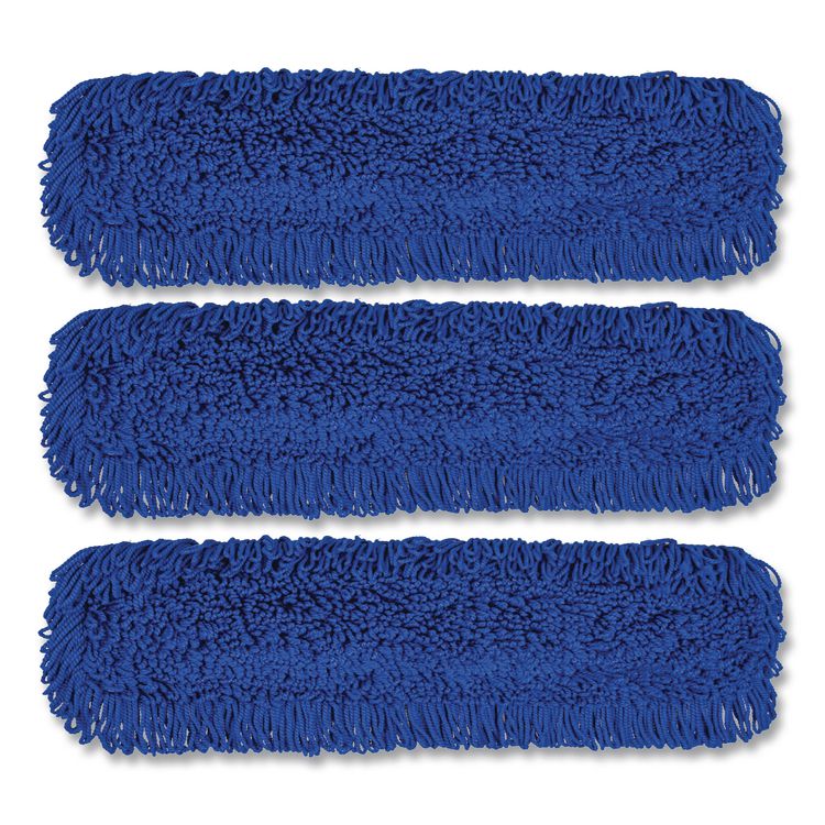 Microfiber Looped Dust Mop Pad Head, 36 x 5, Blue, 3/Pack