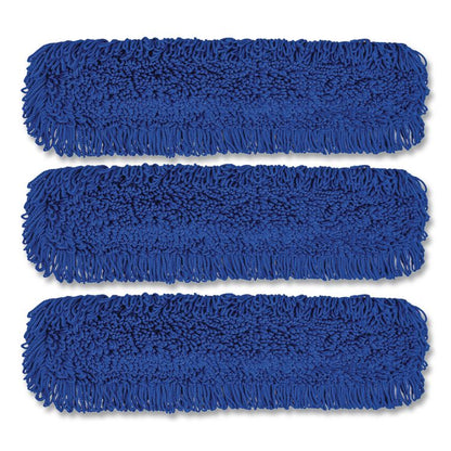 Microfiber Looped Dust Mop Pad Head, 36 x 5, Blue, 3/Pack