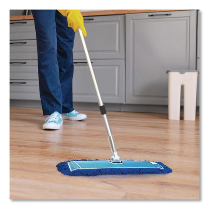 Microfiber Looped Dust Mop Pad Head, 36 x 5, Blue, 3/Pack
