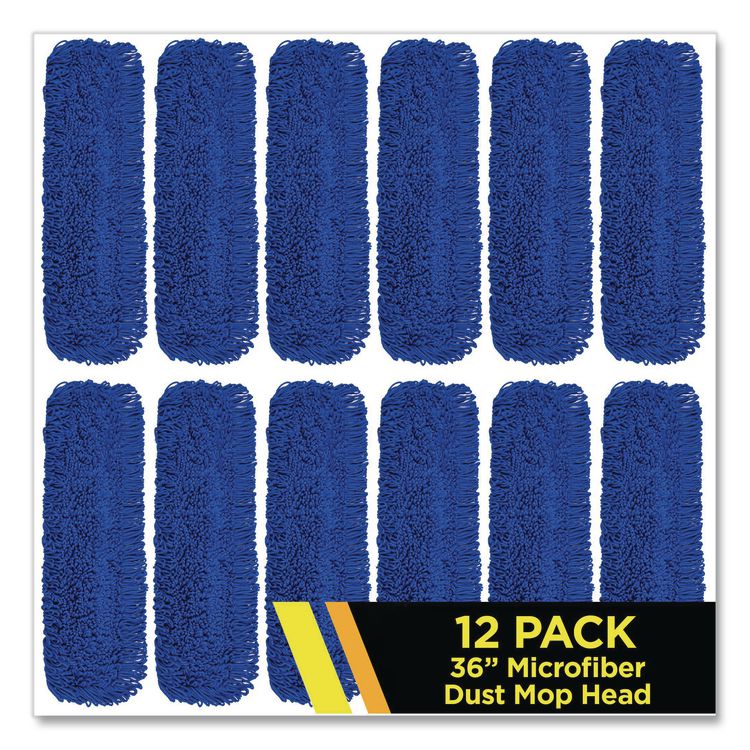 Microfiber Looped Dust Mop Pad Head, 36 x 5, Blue, 12/Carton