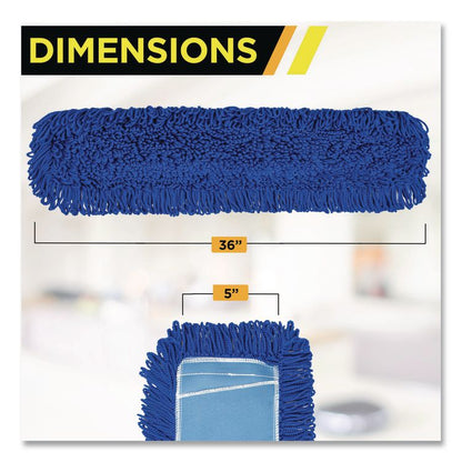 Microfiber Looped Dust Mop Pad Head, 36 x 5, Blue, 12/Carton